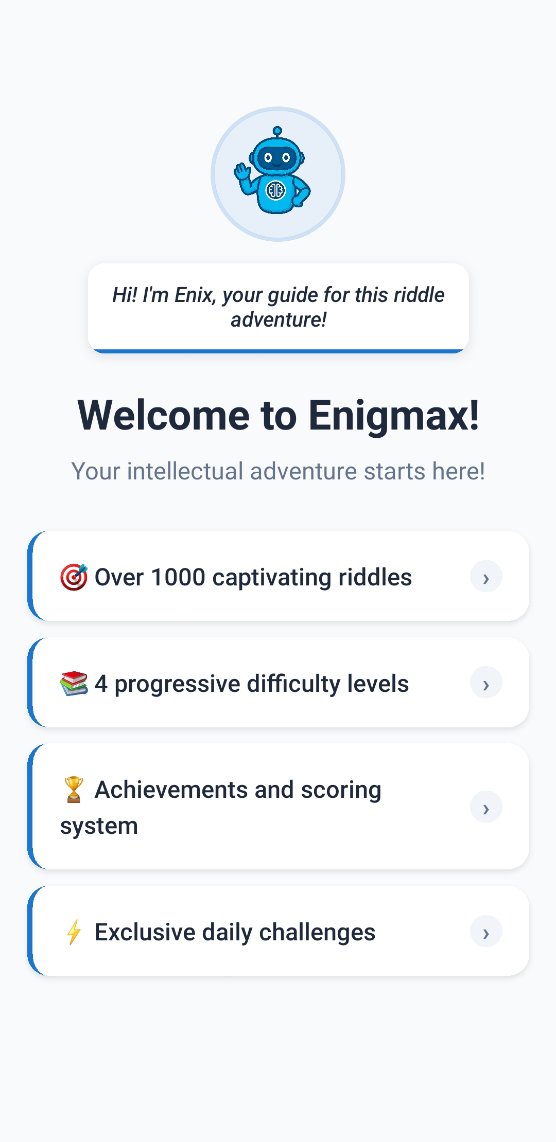 Écran d'accueil Enigmax